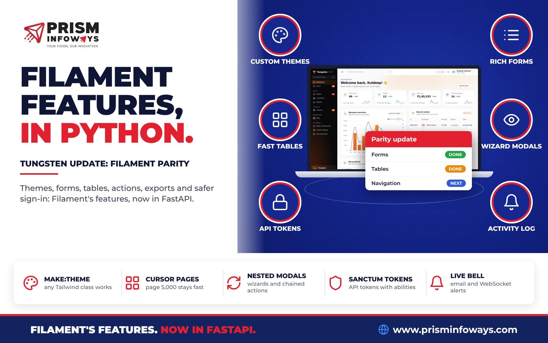 Tungsten Filament Parity Update: a Filament Alternative for Your Python FastAPI Admin Panel