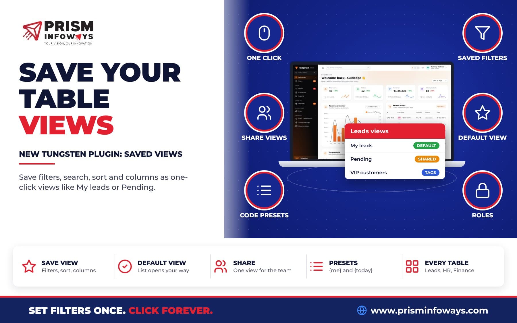 Tungsten Saved Views Plugin: One-Click Table Views for Your FastAPI Admin Panel